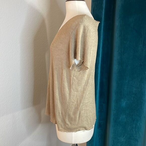 M//C taupe short sleeve top | size M - Picture 4 of 6